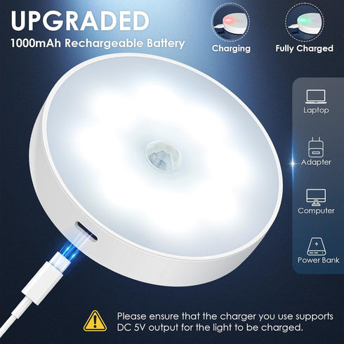 Dimmable Closet 4-Pack Motion Sensor Puck Light with Remote, Wireless Under Cabinet Lights, Rechargeable Magnetic