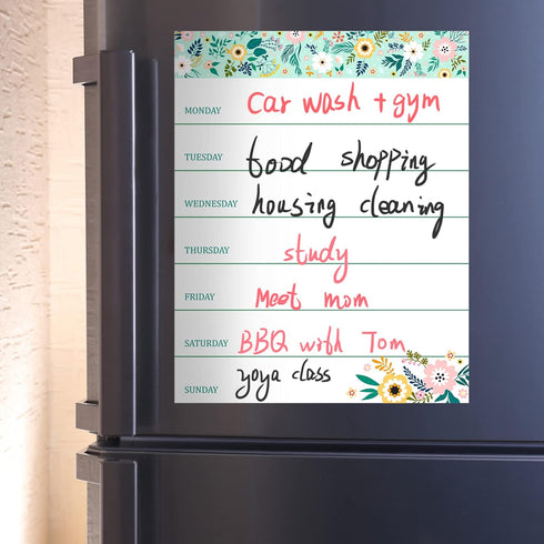 Outus 2 Pieces Magnetic Weekly Dry Erase Boards, Erasable Calendars with 2 Markers for Office, Home, School Supplies
