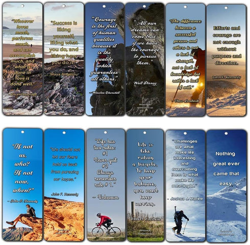 NewEights Adventure Inspirational Quotes Bookmarks 12-Pack, Stocking Stuffers for Church Ministry Supplies