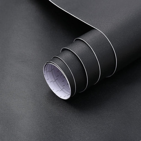 Matte Black Peel and Stick Wallpaper 17"x120", Self-Adhesive Waterproof and Oil Proof Contact Paper for Cabinets and