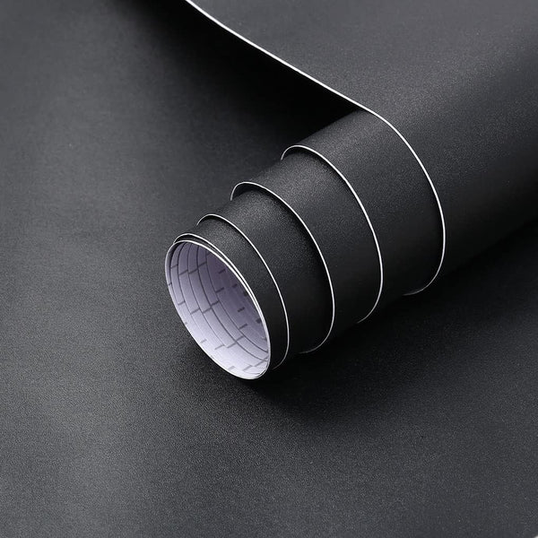 Matte Black Peel and Stick Wallpaper 17"x120", Self-Adhesive Waterproof and Oil Proof Contact Paper for Cabinets and