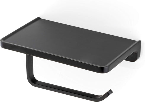 Linkaa Wall Mount Toilet Paper Holder with Shelf Matte BlackZinc Alloy Toilet