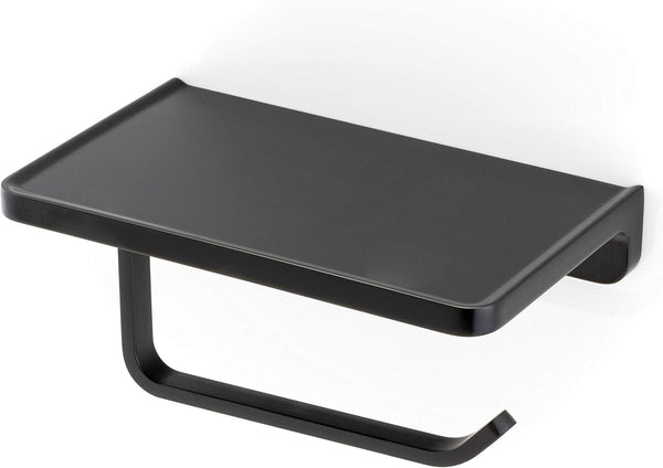 Linkaa Wall Mount Toilet Paper Holder with Shelf Matte BlackZinc Alloy Toilet