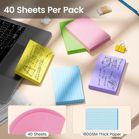 4x6, 400 Index Cards Sheets, Ruled Color Flash Cards for Effective Studying and Note-Taking, Premium Note Cards