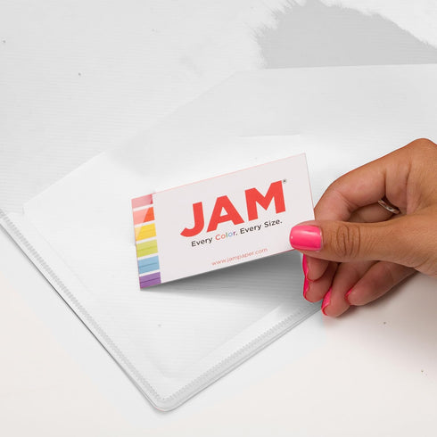 JAM PAPER Plastic 1.5 inch Binder, Clear 3 Ring Binder, Sold Individually