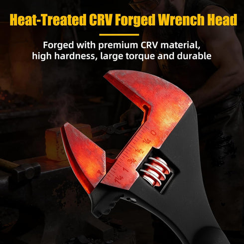4-Piece Set 10" 12" 16" sets GRENPRO Adjustable Spud Wrench with Gloves, Large Crescent Plumbers Wrenches for Crowbar