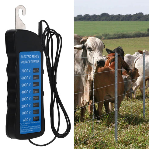 Electric Fence Voltage Tester 7KV Eight Light Indicator 600V - 7000V Portable Farm Fence Tester with Probe