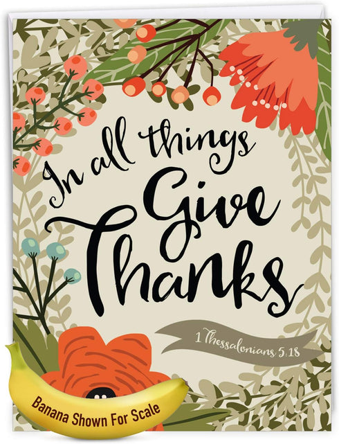 The Best Card Company Flower Thank You Greeting Card (8.5 x 11 Inch, Beautiful Floral Gratitude Notecard)