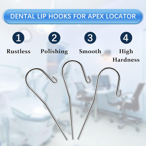10Pcs Dental Lip Hooks, Stainless Steel Tester Endo Instrument Tools for Dental Clinic, Lab Equipment - 2 mm