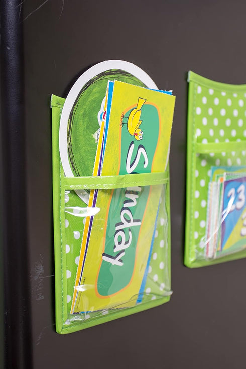 Lime Polka Dots Magnetic Storage Pocket (20771) - Teacher Created Resources