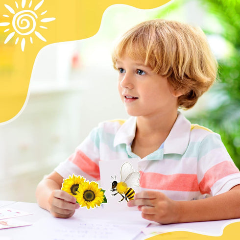 Rozer 35 Pcs Summer Bee Bulletin Board Decorations, Back to School Bee Cutouts with Adhesive Dots for Classroom