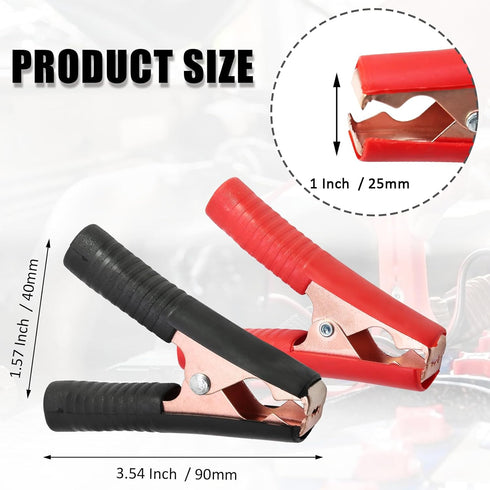 4 Pack 100A Insulated Alligator Clips, Heavy Duty Metal Clamp Jumper Cable Clamps for Car, Boat, Vehicle (Black & Red)