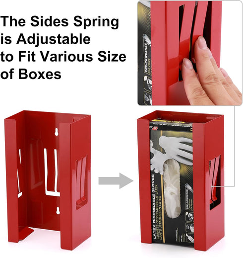 Mayouko Red Magnetic Glove Dispenser Holder, Wall Mount for Tissues, Disposal Gloves, Wipes, Tool Cart Accessory