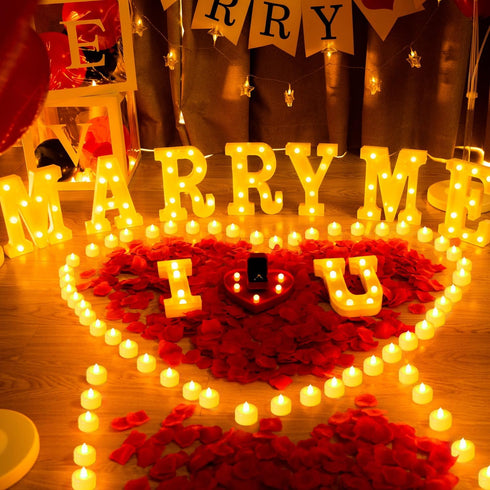 24Pcs 1000Pcs 30Pcs Homemory I Love U Light Up Letters Proposal Decorations, I Love U Sign with Flameless Candles Red
