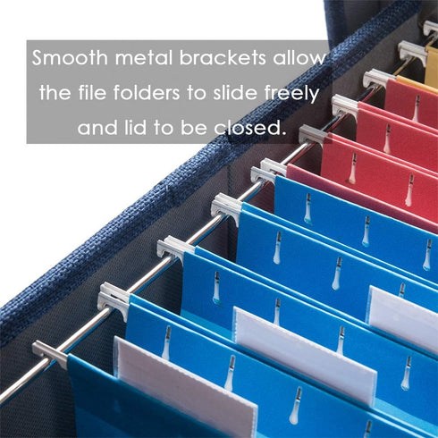PRANDOM File Organizer Box - Collapsible Decorative Linen Filing Storage with Lids, Set of 1, Letter/Legal Size, Navy