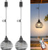 Lightess Outdoor Chandelier for Gazebo Lights Battery Operated, Black Battery Powered Hanging