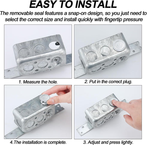 36 Pcs Knockout Seal Electrical Box Knockout Plugs for 3/4 Inch Pipe, Round Steel Removable Seal Electrical Box Fittings