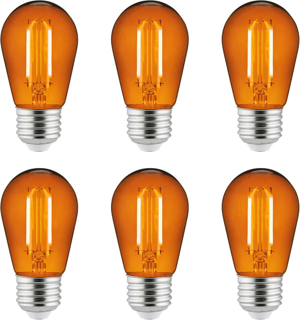 Sunlite 40975 LED S14 String Light Bulb, 2 Watts (25W Equivalent), Medium E26 Base, Transparent, 6 Count