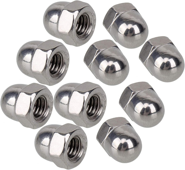 BQLZR 304 Stainless Steel Cap Acorn Hex Nut M6 Right Hand Threads, Marine Replacement for 2007 XC90 & 2009 S-60, Pack
