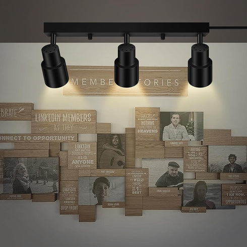 14.8ft 3 Hallway(GU10 Bulb) Plug-in Track Lighting LED, Track Light Fixtures Ceiling, Black Plug in Wall Lights