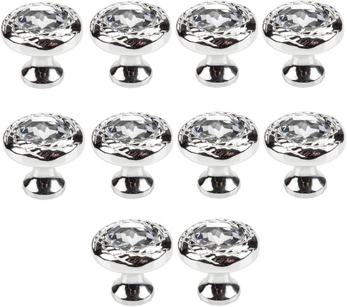 SANCHAKOU Crystal Handle Knobs 10 Pcs Single Hole Pearl Cabinet Coffee Table Drawer
