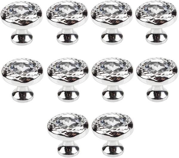 SANCHAKOU Crystal Handle Knobs 10 Pcs Single Hole Pearl Cabinet Coffee Table Drawer