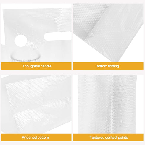 250 Pack 2 Packaging 11.8 3 11 Inch Cheardia Handle Drinking Poly Bags, Portable Cup Plastic Drinking Bags Carrier