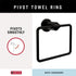 DELTA FAUCET NIC46-MB Nicoli Wall Mount Square Closed Towel Ring in Matte Black - Bath Hardware Accessory
