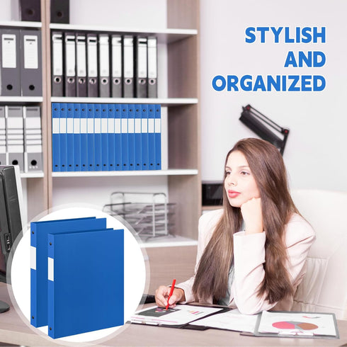 Henoyso 16 Pcs 1/2 Inch Blue 3 Ring Plastic Binder for School Office Home
