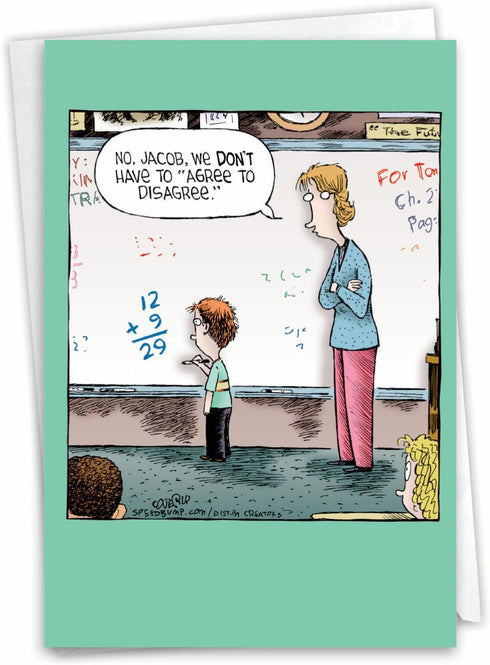 NobleWorks Funny Thank You Teacher Graduation Card, 1 Card with 5 x 7 Inch Envelope - Humor Notecard for Grad