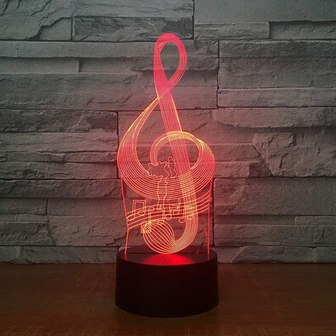 Warm Light 3D 7 Music Note Night Light, Colors Changing Optical Illusion Touch Table Desk Lamp, Perfect Gifts for Kids