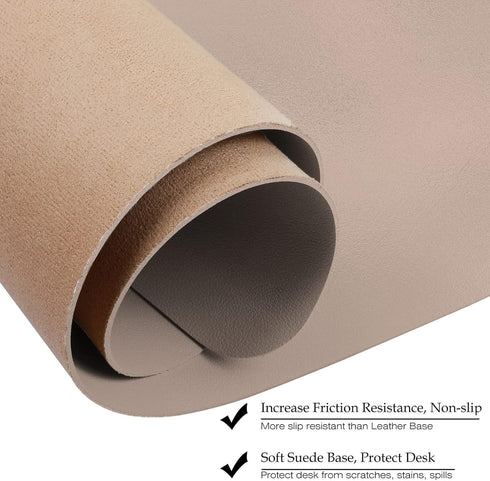 Boutilon Leather Mouse Pad - Extended Non-Slip Desk Pad for Keyboard and Mouse, 24"x14" (S-Champagne)
