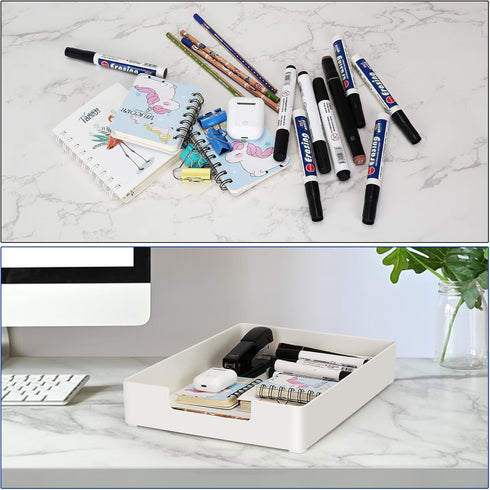 Letter Tray Organizer, Desk Drawer Organizer for Office Supplies, Magazines, Folders, Plastic Tray
