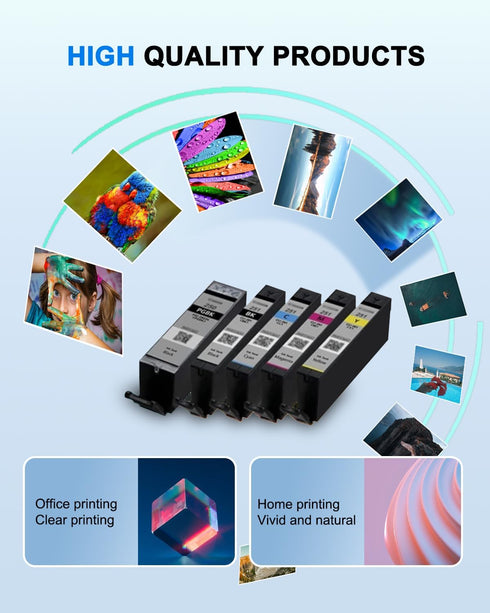 PGI-250XL/CLI-251XL High Yield Ink Cartridge, 5 Color Value Pack Compatible Replacement for Canon 250 and 251 Ink