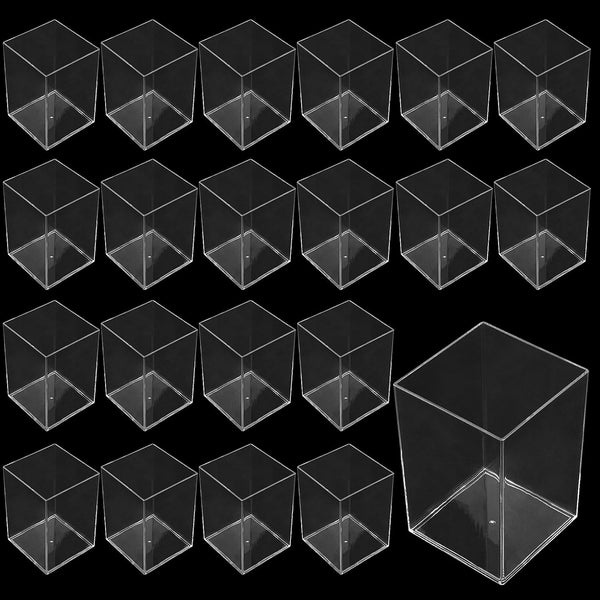 TAICHEUT 21 Pack Clear Square Acrylic Pen Holder, Square Makeup Brush Holder, Desktop