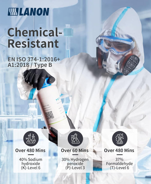 LANON 6 mil Black Nitrile Disposable Gloves, Heavy-Duty, Chemical Resistant, Latex-Free, XL