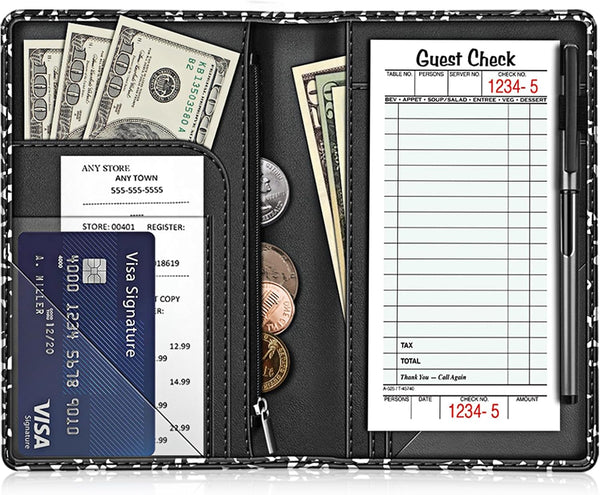 Fintie Server Book Organizer with Zipper Pocket, PU Leather Restaurant Guest Check