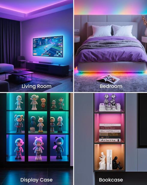 16.4ft 50-75 Inch 44 RGB+IC LED Lights for TV, Backlight Strip Behind TV with Music Sync, Bluetooth APP and Voice
