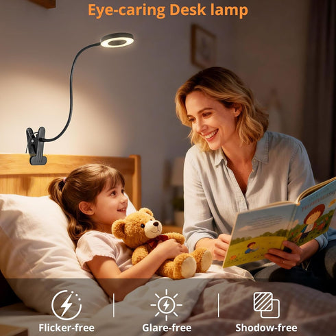 10 Dimmable 3 Woputne Desk Lamp Clip Light, Brightness Light Modes Reading Light, Clamp Bedside Lamp for Painting