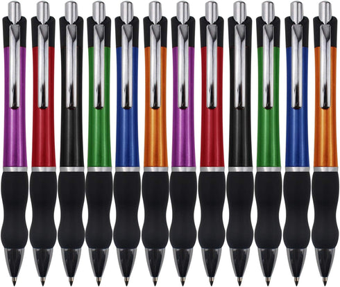 MiSiBao Retractable Ballpoint Pens, Black Ink 1mm Medium Point Work Pen for Men Women Office (12 count+4 refills)