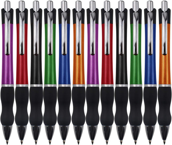 MiSiBao Retractable Ballpoint Pens, Black Ink 1mm Medium Point Work Pen for Men Women Office (12 count+4 refills)