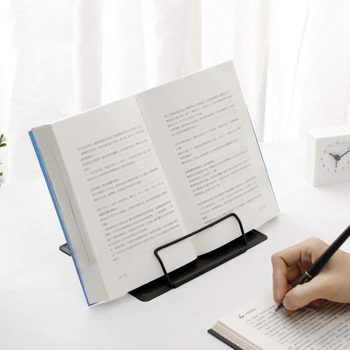 MSDADA Desk Book Stand Metal Reading Rest Cookbook Holder, Adjustable and Portable for Recipes and Textbooks