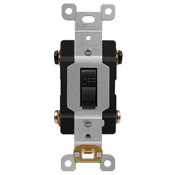 ENERLITES 30 Amp Double-Pole Toggle Light Switch, 30A 120/277V, Industrial Grade, UL Listed, Black