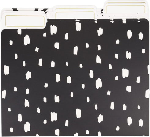 U Brands Artistic Elements File Folders, 1/3-Cut Tabs in Assorted Positions, Letter Size, Black and White, 6 Count