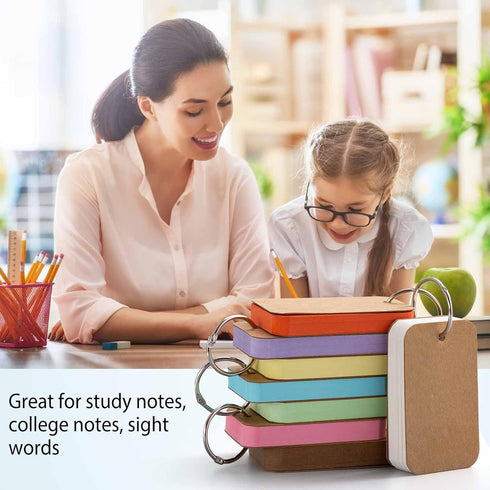 Primbeeks 8 Pack 320 2.2 3.5 Inches Multicolor Index Cards with Binding Rings, Sheets x Flash Cards, Double-sided