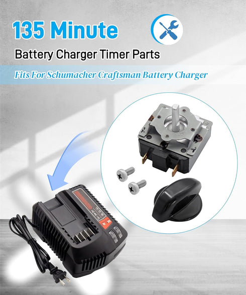 Maigoo 135 0099000094,with Screws(697124) Minute Battery Charger Timer with Hold Position Fits for Schumacher Craftsman