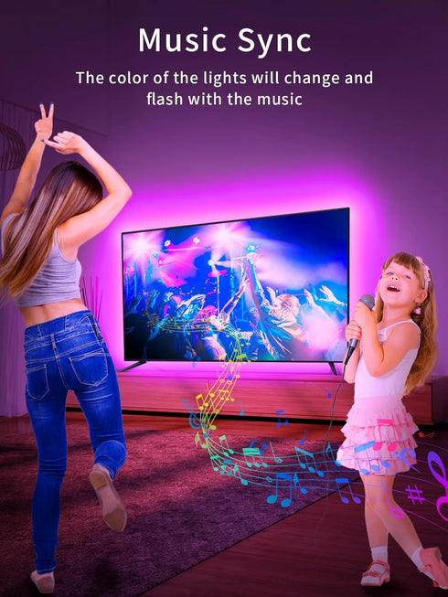 11.5ft 32-55 Inch KANTUTOE TV LED Lights, LED Lights for TV, RGB TV Backlight Behind with Remote, Music Sync Bluetooth