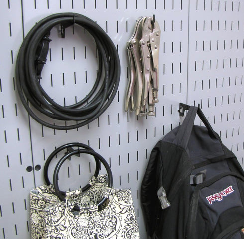 Wall Control Long Reach Hook Pack, 2-7/8in, Slotted Metal Pegboard Hooks, Black