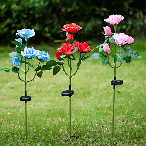SMATOLS Outdoor Solar Garden Stake Lights, Outdoor Decorative Rose Flowers Lights Waterproof Solar Powered for Patio