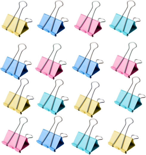 Small Colorful Binder Clips, 1 inch Length, for Office (64 Pcs)